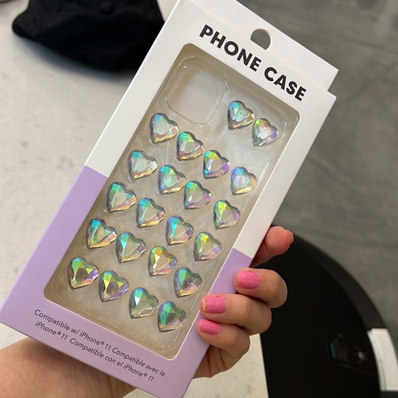 Compatible w/ iPhone 11 SHINY CLEAR / RAINBOW HEART METALLIC PHONE CASE! π€ π€ - Picture 4 of 15